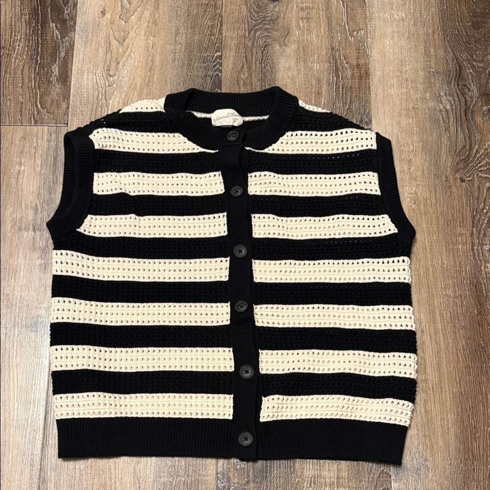 Universal Thread Black and Cream Striped Sweater Vest